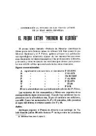 Contribución al estudio de los textos latinos de la Edad Media Española. El poema latino "Prefacio de Almería" / C. Rodríguez Aniceto | Biblioteca Virtual Miguel de Cervantes