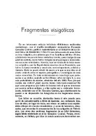 Fragmentos visigóticos / Justo Pérez de Úrbel | Biblioteca Virtual Miguel de Cervantes