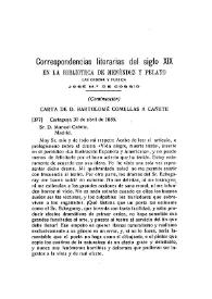 Correspondencias literarias del siglo XIX en la Biblioteca de Menéndez Pelayo / las ordena y publica José M.ª de Cossío | Biblioteca Virtual Miguel de Cervantes