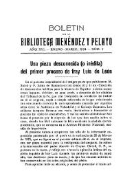  Una pieza desconocida (o inédita) del primer proceso de Fray Luis de León / Vicente Beltrán De Heredia | Biblioteca Virtual Miguel de Cervantes