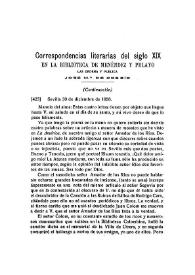 Correspondencias literarias del siglo XIX en la Biblioteca de Menéndez Pelayo (Continuación) / José María de Cossío | Biblioteca Virtual Miguel de Cervantes