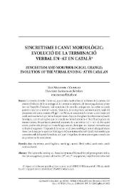 Sincretisme i canvi morfològic: evolució de la terminació verbal en -AT en català / Mar Massanell i Messalles | Biblioteca Virtual Miguel de Cervantes