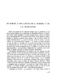 En torno a dos cartas de X. Durrieu y de J. G. Hugelmann / Xavier Durrieu, J. G. Hugelmann ; editor literario Pierre Guénoun | Biblioteca Virtual Miguel de Cervantes