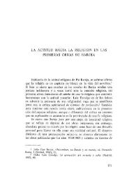 La actitud hacia la religión en las primeras obras de Baroja / Mary Lee Bretz | Biblioteca Virtual Miguel de Cervantes