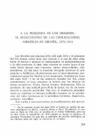 A la búsqueda de los orígenes. El reencuentro de las civilizaciones asiáticas en España, 1870-1913 / Lily Litvak | Biblioteca Virtual Miguel de Cervantes