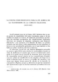 La página como escenario para la fe. Acerca de la transmisión de la comedia religiosa (1635-1685) / Javier Aparicio Maydeu | Biblioteca Virtual Miguel de Cervantes