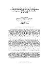 Una aprobación inédita de Quevedo a "El fénix" de Pellicer y otros cinco expedientes de imprenta del Consejo de Castilla (1628-1658) / Fernando Bouza | Biblioteca Virtual Miguel de Cervantes