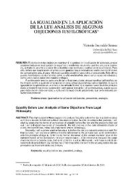 La igualdad en la aplicación de la ley: análisis de algunas objeciones iusfilosóficas / Victoria Iturralde | Biblioteca Virtual Miguel de Cervantes