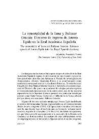 La inmortalidad de la fama y Baltasar Gracián: Discurso de ingreso de Aurora Egido en la la Real Academia Española / Almudena Vidorreta | Biblioteca Virtual Miguel de Cervantes