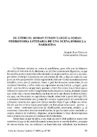 De cómo el "roman fusion" llegó a serlo: prehistoria literaria de una nueva fórmula narrativa / Joaquín Juan Penalva | Biblioteca Virtual Miguel de Cervantes