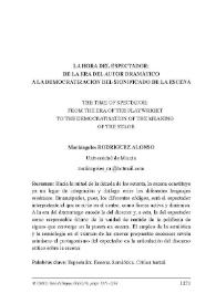 La hora del espectador: de la era del autor dramático a la democratización del significado de la escena / Mariángeles Rodríguez Alonso | Biblioteca Virtual Miguel de Cervantes