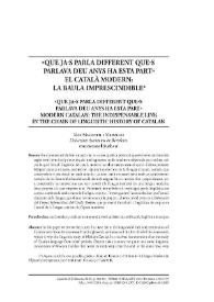 "Que ja·s parla different que·s parlava deu anys ha esta part". El català modern: la baula imprescindible / Mar Massanell i Messalles | Biblioteca Virtual Miguel de Cervantes