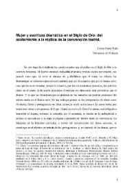 Mujer y escritura dramática en el Siglo de Oro: del acatamiento a la réplica de la convención teatral / Teresa Ferrer Valls | Biblioteca Virtual Miguel de Cervantes