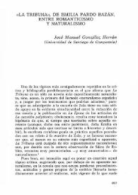 "La Tribuna", de Emilia Pardo Bazán, entre romanticismo y naturalismo / José Manuel González Herrán | Biblioteca Virtual Miguel de Cervantes