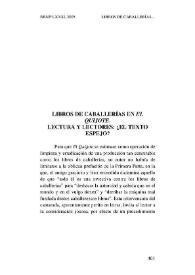 Libros de caballerías en el "Quijote". Lectura y lectores: ¿el texto espejo? / Carmen Parrilla | Biblioteca Virtual Miguel de Cervantes