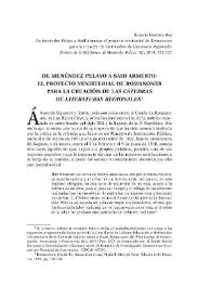 De Menéndez Pelayo a Said Armesto: el proyecto ministerial de Romanones para la creación de las "Cátedras de Literaturas Regionales" / Rosario Mascato Rey | Biblioteca Virtual Miguel de Cervantes