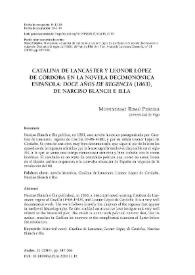 Catalina de Lancaster y Leonor López de Córdoba en la novela decimonónica española : "Doce años de regencia" (1863), de Narciso Blanch e Illa / Montserrat Ribao | Biblioteca Virtual Miguel de Cervantes