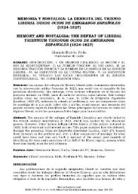 Memoria y nostalgia: la derrota del Trienio Liberal desde "Ocios de emigrados españoles" (1824-1827)  / Gonzalo Butrón Prida | Biblioteca Virtual Miguel de Cervantes