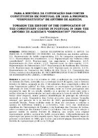 Para a história da convocaçao das Cortes Constituintes en Portugal em 1820: A proposta "corporativista" de António de Almeida  / Vital Moreira; José Domingues | Biblioteca Virtual Miguel de Cervantes