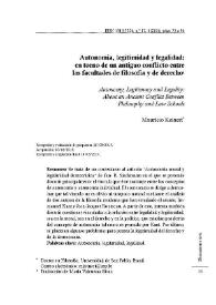 Autonomía, legitimidad y legalidad: en torno de un antiguo conflicto entre las facultades de filosofía y de derecho / Maurício Keinert | Biblioteca Virtual Miguel de Cervantes