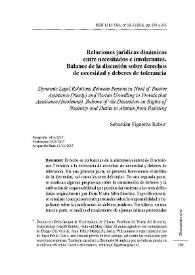 Relaciones jurídicas dinámicas entre necesitados e intolerantes. Balance de la discusión sobre derechos de necesidad y deberes de tolerancia / Sebastián Figueroa Rubio | Biblioteca Virtual Miguel de Cervantes