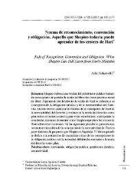 Norma de reconocimiento, convención y obligación. Aquello que Shapiro todavía puede aprender de los errores de Hart / Aldo Schiavello ; traducción de Lucía Aparicio Chofré | Biblioteca Virtual Miguel de Cervantes