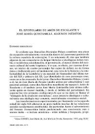 El epistolario de Amós de Escalante y José Quintanilla. Algunos inéditos / Ana Belén Rodríguez de la Robla | Biblioteca Virtual Miguel de Cervantes