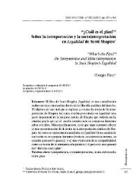 "¿Cuál es el plan"? Sobre la interpretación y la malinterpretación en "Legalidad" de Scott Shapiro / Giorgio Pino ; traducción de José Federico Arena | Biblioteca Virtual Miguel de Cervantes