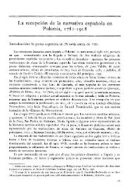 La recepción de la narrativa española en Polonia, 1781-1918 / Kazimierz Sabik | Biblioteca Virtual Miguel de Cervantes