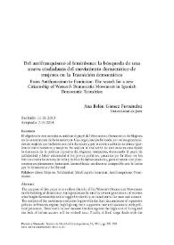 Del antifranquismo al feminismo: la búsqueda de una nueva ciudadanía del movimiento democrático de mujeres en la Transición democrática / Ana Belén Gómez Fernández | Biblioteca Virtual Miguel de Cervantes