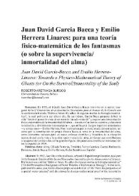 Juan David García Bacca y Emilio Herrera Linares: para una teoría físico-matemática de los fantasmas (o sobre la supervivencia/inmortalidad del alma) / Roberto Aretxaga Burgos | Biblioteca Virtual Miguel de Cervantes