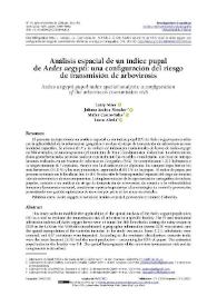 Análisis espacial de un índice pupal de "Aedes aegypti": una configuración del riesgo de transmisión de arbovirosis / Larry Niño ; Juliana Andrea Morales ; Mirley Castro-Salas ; Lucas Alcalá | Biblioteca Virtual Miguel de Cervantes