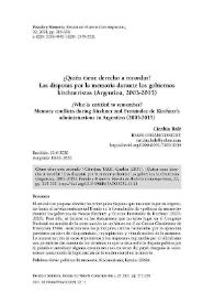 ¿Quién tiene derecho a recordar? Las disputas por la memoria durante los gobiernos kirchneristas (Argentina, 2003-2015) / Cinthia Balé | Biblioteca Virtual Miguel de Cervantes