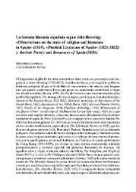 La historia literaria española según John Bowring; "Observations on the state of religion and literature in Spain" (1819), "Poetical Literature of Spain" (1821-1822) y "Ancient Poetry and Romances of Spain" (1824) / Mercedes Comellas | Biblioteca Virtual Miguel de Cervantes