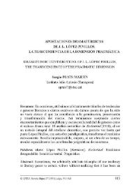 Aportaciones dramatúrgicas de J. L. López Pinillos. La trascendencia de la dimensión pragmática / Sergio Prats Martín | Biblioteca Virtual Miguel de Cervantes