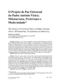 O Projeto de Paz Universal do Padre António Vieira: Milenarismo, Profetismo e Modernidade / Pedro Calafate | Biblioteca Virtual Miguel de Cervantes