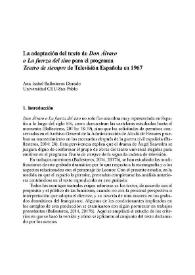 La adaptación del texto "Don Álvaro o La fuerza del sino" para el programa "Teatro de siempre" de Televisión Española en 1967 / Ana Isabel Ballesteros Dorado | Biblioteca Virtual Miguel de Cervantes