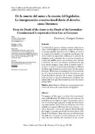 De la muerte del autor a la muerte del legislador. La interpretación constitucional desde el derecho como literatura / Francisco J. Campos Zamora | Biblioteca Virtual Miguel de Cervantes