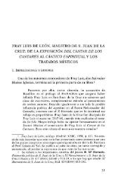 Fray Luis de León, maestro de S. Juan de la Cruz: de la "Exposición del Cantar de los Cantares" al "Cántico espirtual" y los Tratados Místicos / Ángel Alcalá | Biblioteca Virtual Miguel de Cervantes