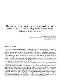 Bases de una propuesta de aproximación semiótica al teatro alegórico y social de Miguel Hernández / Jesucristo Riquelme Pomares | Biblioteca Virtual Miguel de Cervantes