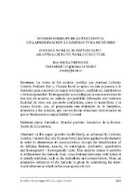 Mundos posibles de lo fantástico. Una aproximación a la estructura de mundo / Eva Ariza Trinidad | Biblioteca Virtual Miguel de Cervantes