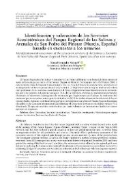 Identificación y valoración de los Servicios Ecosistémicos del Parque Regional de las Salinas y Arenales de San Pedro del Pinatar (Murcia, España) basado en encuestas a los usuarios / Diana Hernández Mármol, Gustavo A. Ballesteros Pelegrín y Francisco Belmonte Serrato | Biblioteca Virtual Miguel de Cervantes