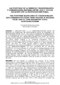 Las posturas de la derecha tradicionalista y conservadora navarra entre 1929 y 1940 en relación con la Reintegración Foral / Fernando Mikelarena Peña | Biblioteca Virtual Miguel de Cervantes