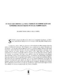 Et elle leur donna la voix : paroles de femme dans les comédies dramatiques d'Emilia Pardo Bazán  / Dolores Thion Soriano-Mollá | Biblioteca Virtual Miguel de Cervantes