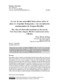 La voz de una autoridad heterodoxa sobre el amor en el primer franquismo. Los consultorios sentimentales de Amparo Rivelles 

 / Álvaro Álvarez Rodrigo | Biblioteca Virtual Miguel de Cervantes