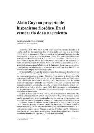 Alain Guy: un proyecto de hispanismo filosófico. En el centenario de su nacimiento  / Santiago Arroyo Serrano | Biblioteca Virtual Miguel de Cervantes