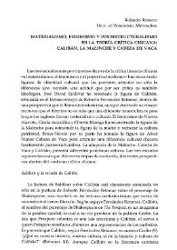 Materialismo, feminismo y postestructuralismo en la teoría crítica chicana: Calibán, la Malinche y Cabeza de Vaca  / Rolando Romero | Biblioteca Virtual Miguel de Cervantes