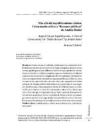 Más allá del republicanismo clásico. Comentario crítico a "Razones públicas" de Andrés Rosler  / Romina Rekers  | Biblioteca Virtual Miguel de Cervantes