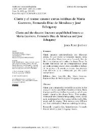 Clarín y el teatro: catorce cartas inéditas de María Guerrero, Fernando Díaz de Mendoza y José Echegaray / Jesús Rubio Jiménez | Biblioteca Virtual Miguel de Cervantes