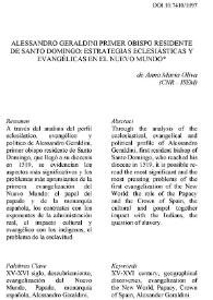 Alessandro Geraldini primer obispo residente de Santo Domingo: estrategias eclesiásticas y evangélicas en el Nuevo Mundo / de Anna Maria Oliva | Biblioteca Virtual Miguel de Cervantes